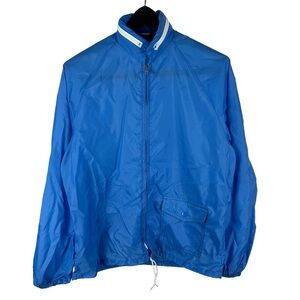Vintage 70s Sears Blue Lightweight Windbreaker Blank Jacket Size S